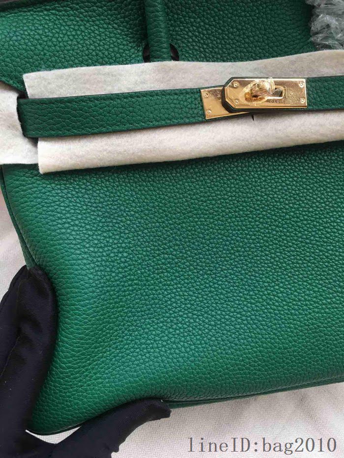 愛馬仕HERMES Birkin 鉑金包 墨綠色 進口小牛皮 金銀扣 皮質細膩柔軟 時尚女手提包  tdher1136